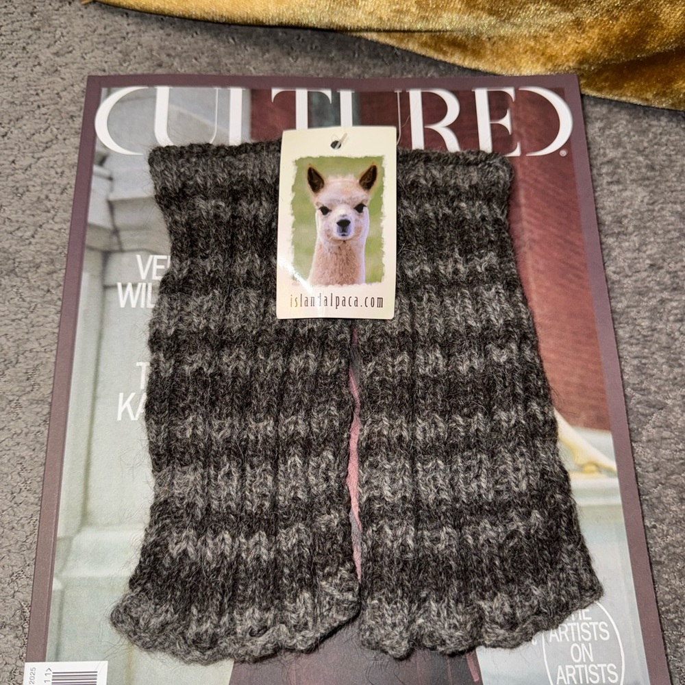 Island Alpaca Gray Knit Leg Warmers